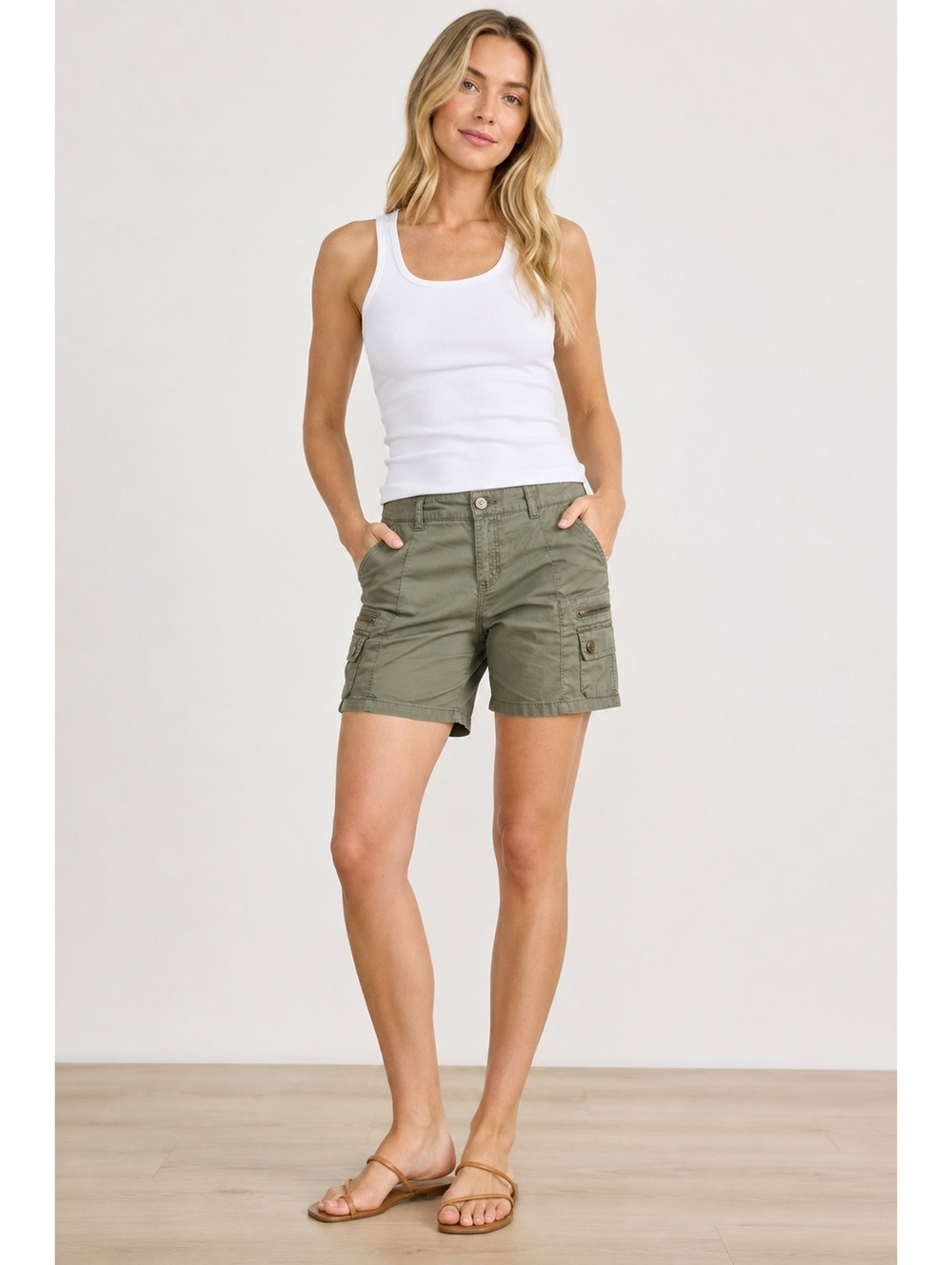 Michael Michael Kors Women’s Olive Green Cargo Shorts Size 6 Utility Zip Pocket
